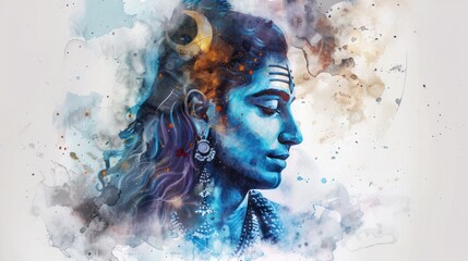 Watercolor illustration of sawan shivratri.
