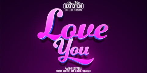 Love editable text effect, customizable you and romance 3d font style