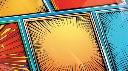 Fototapeta premium Colorful Comic Book Background Sunburst