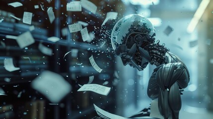 Artificial Intelligence in Document Analysis, the role of artificial intelligence in document analysis with an image portraying machine learning algorithms extracting data from unstructured documents,