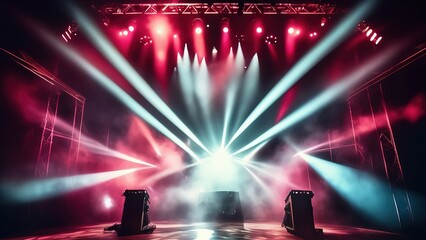 Concert stage, with colored lights, Mockup 
