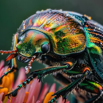 Close-Up Macro Shot of a Flower Chafer Beetle for Insect Photography, Entomology Studies, Biodiversity Documentation, Scientific Research, Desktop Wallpapers.