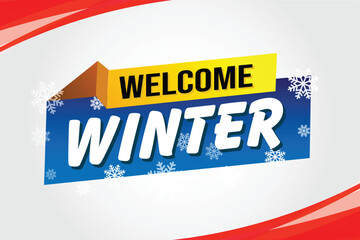 welcome winter word text concept icon logo sign symbol vector note blue style for use landing page, template, social media, web, mobile app, poster, banner, flyer, background, gift card, coupon

