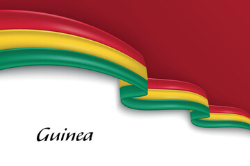Waving ribbon with flag of Guinea