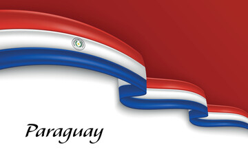 Waving ribbon with flag of Paraguay