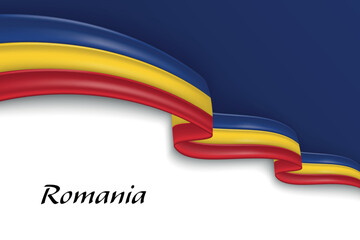 Fototapeta premium Waving ribbon with flag of Romania