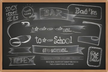 Green chalkboard with chalk for writing and drawing.