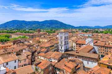 Obraz premium Lucca, Italy. Aerial view of the town.
