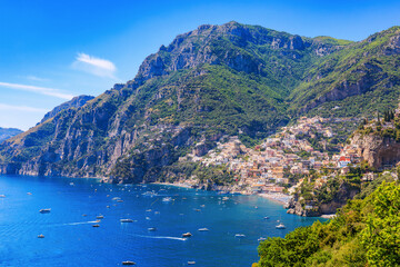 Obraz premium Amalfi Coast, Italy. View of Positano town and the Amalfi Coast.