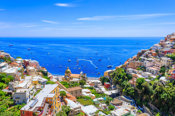 Amalfi Coast, Italy. View of Positano town and the beach.