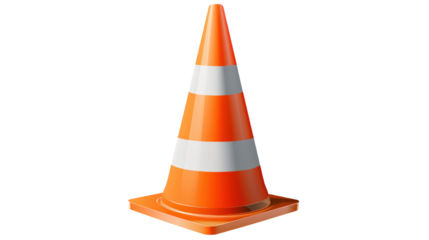 High-Resolution Orange Traffic Cone PNG – Isolated on Transparent Background for Road Safety Design