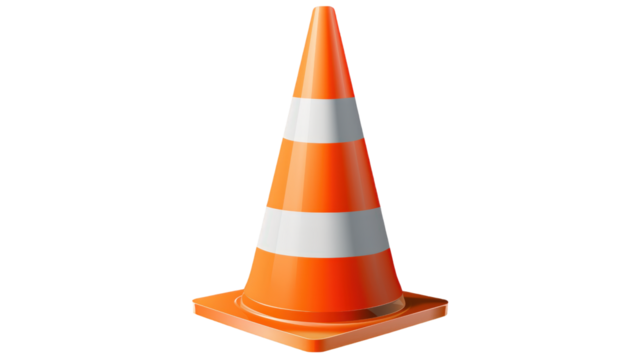High-Resolution Orange Traffic Cone PNG – Isolated on Transparent Background for Road Safety Design