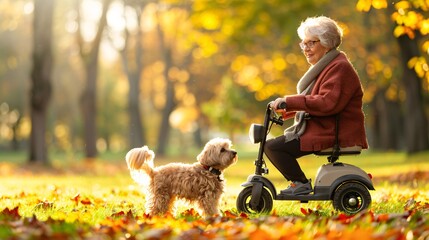 Person with a mobility scooter participating in a birdwatching event Stock Photo with copy space