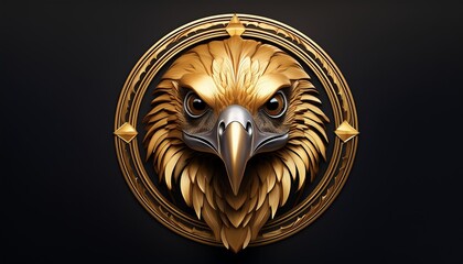 Develop a logo of a golden vulture in a bold, symmetrical design.