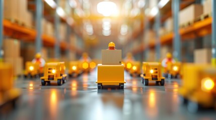 A busy warehouse scene capturing the synchronized movements of workers and machinery, essential for maintaining seamless supply chain operations.