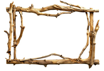 Rustic wooden branch frame, cut out