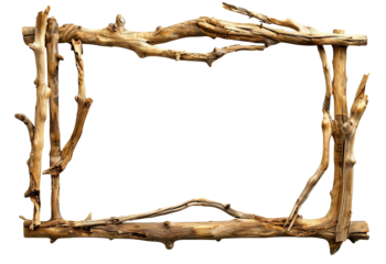 Rustic wooden branch frame, cut out