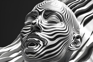 Obraz premium Striking Monochrome Portrait with Fluid Lines and Patterns
