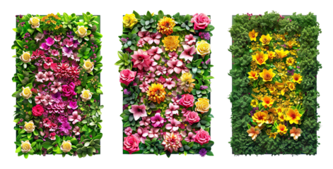 Set of colorful flower wall panels, cut out