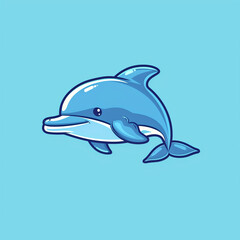 Fototapeta premium Playful Dolphin Smile Logo in Cerulean Blue