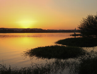 sunset over the river Nile