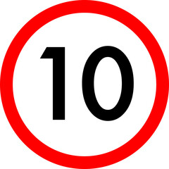 Speed limit 10 round road traffic icon