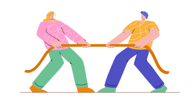 Tug Of War Competition Illustration For Teamwork