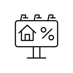 House billboard outline icons, minimalist vector illustration ,simple transparent graphic element .Isolated on white background