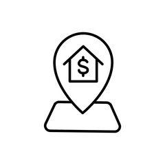 House sale location outline icons, minimalist vector illustration ,simple transparent graphic element .Isolated on white background