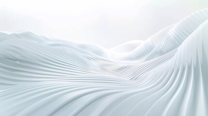 Minimalist abstract background with wave pattern, light gray and white gradient, soft lines, fluid simplicity. Atmospheric perspective, high resolution, soft lighting. Tranquil and calm atmosphere, Ci