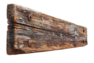 Weathered Wooden Plank with Rusty Nails