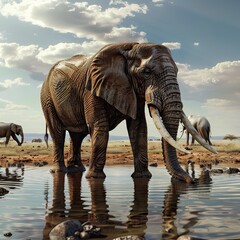 Fototapeta premium Gentle Giant Elephant at Waterhole