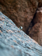 Climbing piton (also called pin or peg). Equipment for rock wall climbing.
