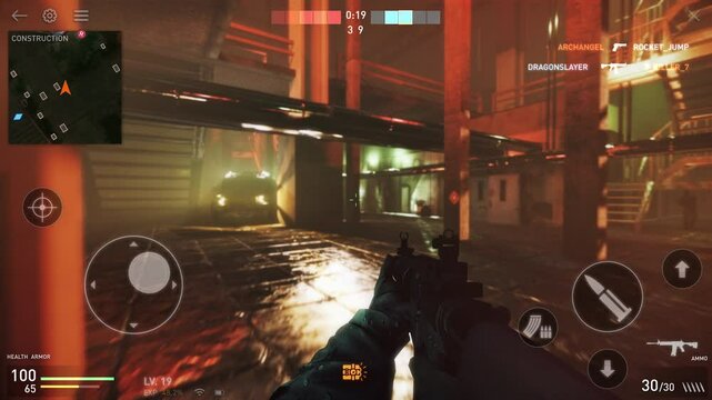 Special Forces Assault Enemy Team In Mobile Online Shooter Game. Shooting Terrorists To Prevent Bomb Explosion. Online Gaming With Mobile Interface. Winning Match In Online Mode Of Mobile Shooter