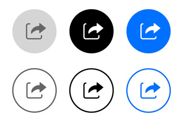Leave the page button. Open link icon. Navigation symbol. Exit arrow sign. Grey, blue and black button.