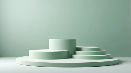 podium for products, sophisticated green 3d podium in pastel tones