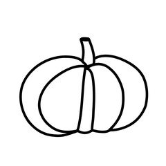 Pumpkin in outline simple minimalist style. Line art pumpkin hand drawn vector illustration for fall and Halloween or Thanksgiving projects, simplicity and elegance