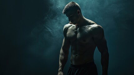Muscular Man Posing in Smoke