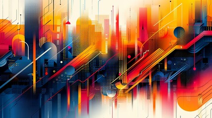 Abstract background featuring dynamic lines and bright hues ideal for engaging industrial presentation designs Illustration Flat Color, Clip Art Style , Minimalism,