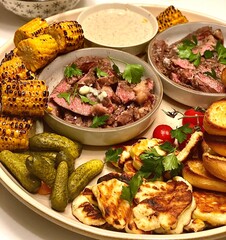 Grilled food with vegetables