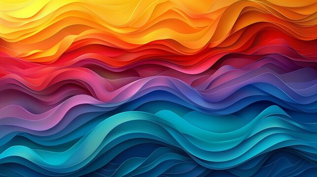 Abstract background featuring wave patterns in vibrant hues ideal for environmental awareness and sustainability presentations Illustration Flat Color, Clip Art Style , Minimalism,