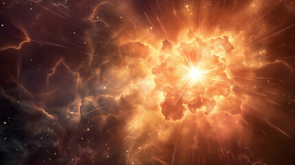 "In the beginning God created the heavens and the earth" Genesis 1:1. Fiery explosion on a dark background