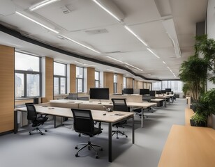 Fototapeta premium Big Office with Plants in a Skyscraper