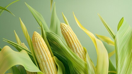 An abstract representation of corn using minimal lines and colors on a plain background