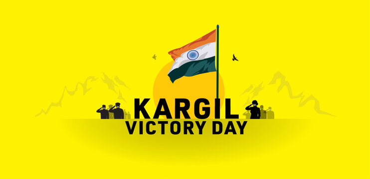 Indian patriotic people and army celebrating kargil Vijay diwas or victory day.