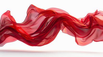 Flying red silk on white background