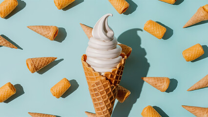 Soft Serve Ice Cream in Waffle Cone