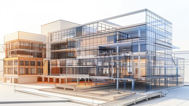 Digital Building Information Modeling (BIM), digital Building Information Modeling (BIM) technology with an image depicting architects, engineers,