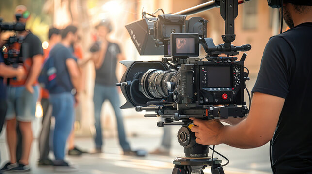 Behind the Scenes of Video Production and Film Crew Team, Filmmaking Process, Production Team at Work, Movie Set, Camera Crew, Film Industry, On-Set Activity, Shooting a Movie, Crew Collaboration - Powered by Adobe