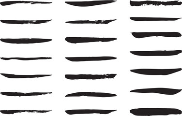 手書きの筆のライン素材　ベクター　線　黒　Set of grungy vector black brushes.ink brush strokes. brush collection isolated.